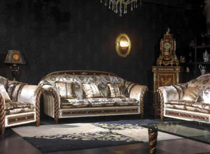 Elegant designer sofa set baroque rococo antique style couch suite 3+1 seater